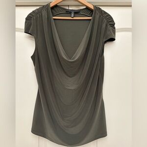 White House Black Market Olive Drape Neck Blouse